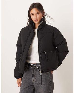Jdy Zip Detail Padded Coat - Black