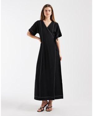 Object Long Wrap Maxi Dress - Black