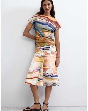 Desigual Midirock mit print - Weiß