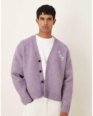 Abercrombie & Fitch Oversized Logo Cardigan - Purple