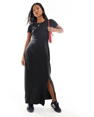 Vero Moda Knotted T-shirt Maxi Dress With Split - Black