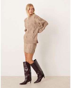 Pretty Lavish Cable Knit Mini Skirt - Natural