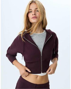 Stradivarius Zip-Up Hoodie - Purple