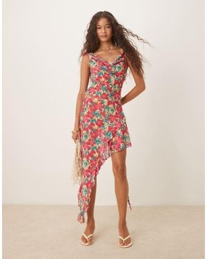 Wild Lovers Ohana Floral Ruffle Mesh Beach Skirt Co-ord - Pink