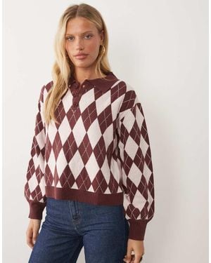 Wednesday's Girl Wednesdays Girl Arygle Collared Jumper
