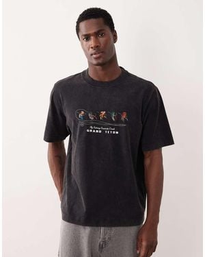 Abercrombie & Fitch Camiseta Negra Con Bordado De Estilo Wéstern De - Negro