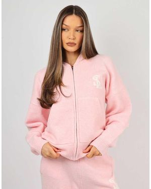 SIMMI Romy Chunky Knit Hoodie - Pink