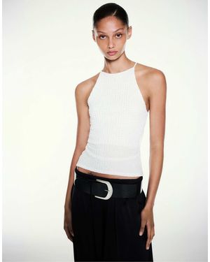 Pull&Bear Strukturiertes neckholder-top - Weiß