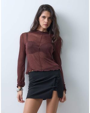 ASOS Top Met Brei-Look En Lange Mouwen Met Naaddetails - Rood