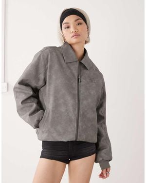 Ed Hardy Black Cobra Embossed Faux Leather Jacket - Grey