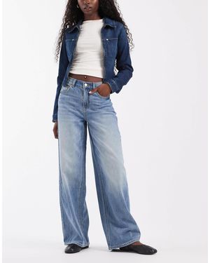 Vero Moda Vera Mid Rise Loose Wide Jeans - Blue