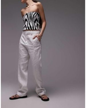 Mango Linen Tailored Trouser - Grey