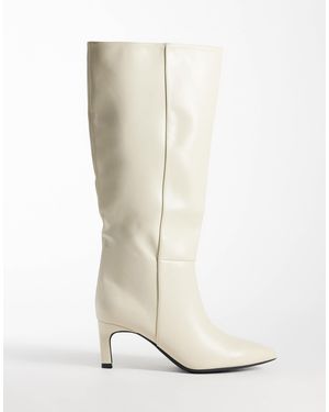 SEQWL Wide Fit Benz kniehohe stiefel mit kitten-heel - Weiß