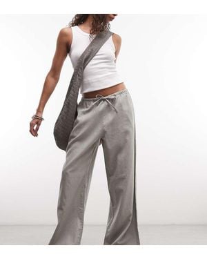 Weekday Pull On Linen Mix Wide Leg Trousers - Grey