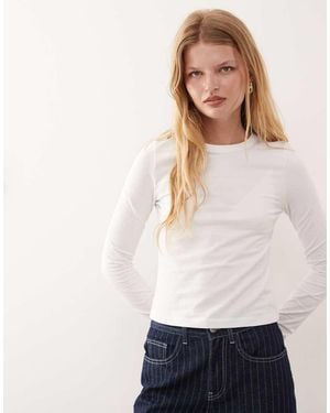 Collusion Long Sleeve Fitted T-shirt - Natural