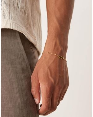 ASOS Bracelet chaîne avec boules et pendentif hexagonal en argent massif - Neutre