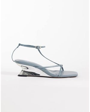 ASOS Hightide Minimal Strappy Electroplated Wedge Sandals - Metallic