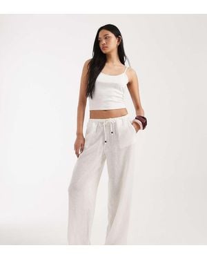 ONLY Linen Blend Wide Leg Trouser - White