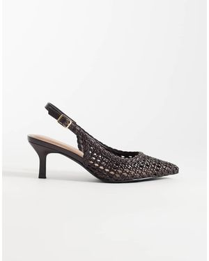 New Look Geweven Puntige Slingback Schoenen Met Hak - Wit