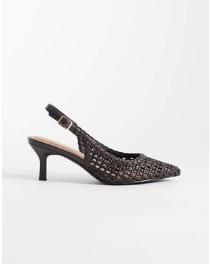 New Look Woven Pointed Sling Back Heeled Shoe - White