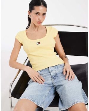 Tommy Hilfiger Badge Slim Fit Rib T-Shirt - Yellow