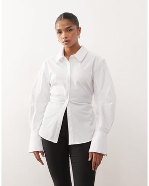 Monki – taillierte hemdbluse - Weiß