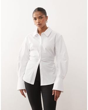 Monki Cinched Waist Shirt - White