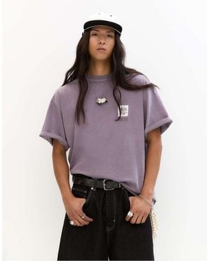 Pull&Bear Rogue Tribe Graphic T-shirt - Purple