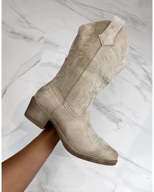 GIA STUDIOS Cowboy Western Boots - Natural