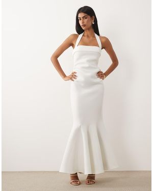 ASOS Square Neck Maxi Dress With Bow Back - Natural
