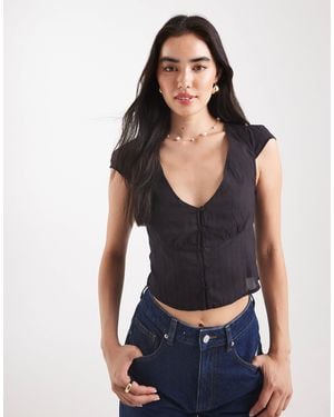 Cotton On Chemise boutonnée à mancherons - Noir