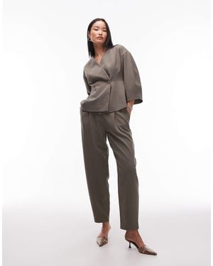 Aware Pantalon d'ensemble coupe bouffante ajustée à taille haute - effet voilé - Gris