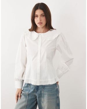 Miss Selfridge Poplin Shirt With Collar - White