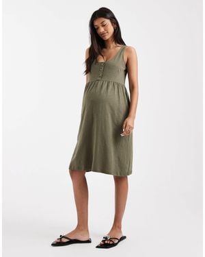 Mama.licious Mamalicious Maternity 2 Function Nursing Button Through Mini Sundress - Green
