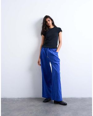TOPSHOP Cord Wide Leg Trouser With Drawcord - Blue