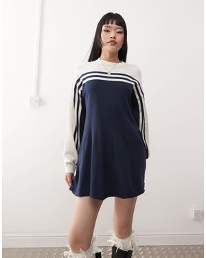 Monki – sportliches strickkleid - Blau
