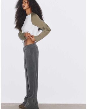 Stradivarius Low-rise Smart Trousers With Back Detail - White