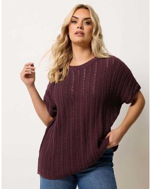 Yours Clothing Knitted T-Shirt - Purple