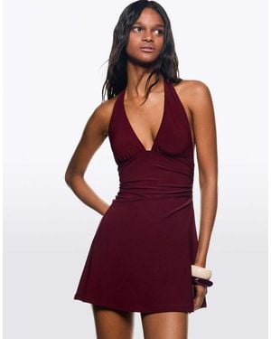 Bershka Halter Mini Dress - Red