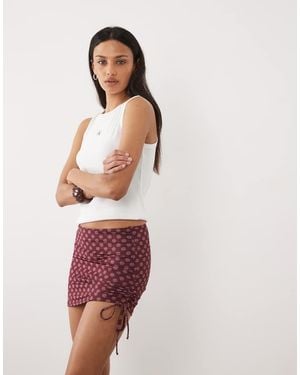 Mango Teen Ruched Side Mini Skirt - Red