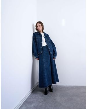 TOPSHOP Denim Circle Maxi Skirt - Blue
