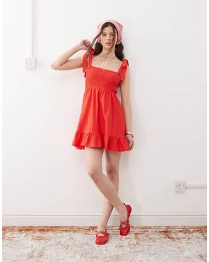 Miss Selfridge Shirred Detail Tie Shoulder Mini Dress