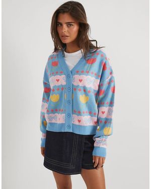Skinnydip London Bow And Tulip Knitted Cardigan - Blue