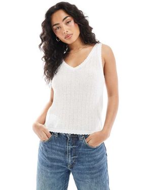 Vero Moda Pointelle Knitted Vest With Scallop Edge - White