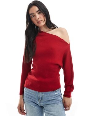 ASOS – schulterfreies rippstrick-oberteil - Rot