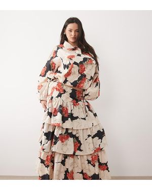ASOS Asos Design Curve Tiered Drop Waist Maxi Skirt - Multicolour