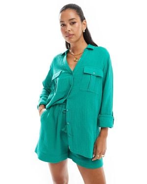 Accessorize Long Sleeve Beach Shirt Co-Ord - Blue