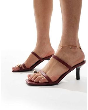 Raid Heeled Mule With Toe Detail - Brown