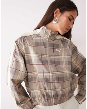 PUMA T7 Relaxed Tartan Jacket - Brown