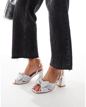 Glamorous Exclusive Mid Heel Bow Sandals - Black